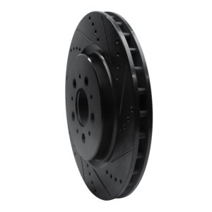 Volvo V70 Brake Rotor (1) - Rear Right - R1 Concepts - Drilled & Slotted - Black - `04-`07